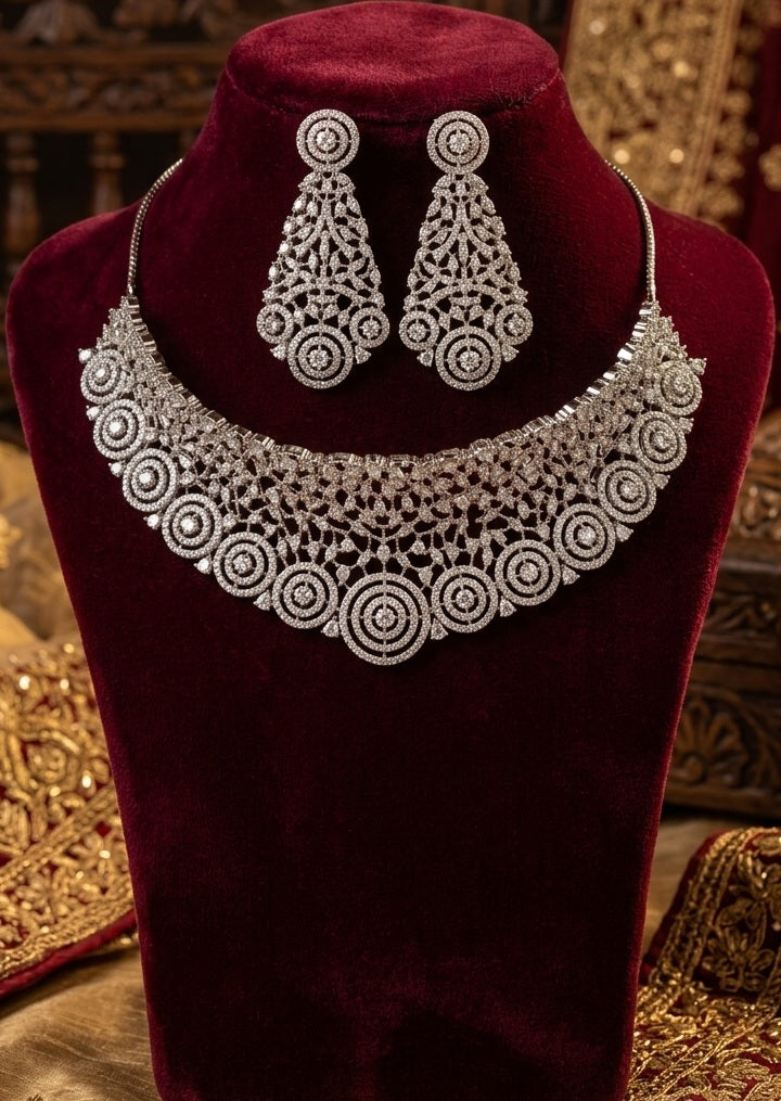 Celestia – Premium Diamond-Cut Floral Choker Necklace Set
